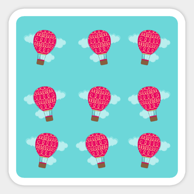 Cute Hot Air Balloons Pattern Design Sticker by Moshi Moshi Designs